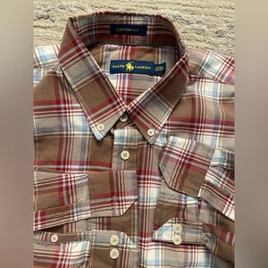 Ralph Lauren -All cotton plaid button up shirt Size Large